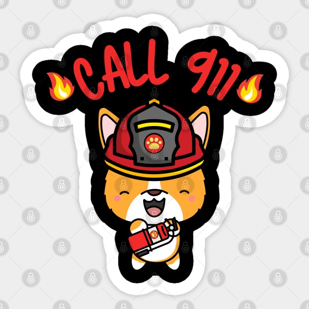 Firefighter Corgi Sticker by Pet Station